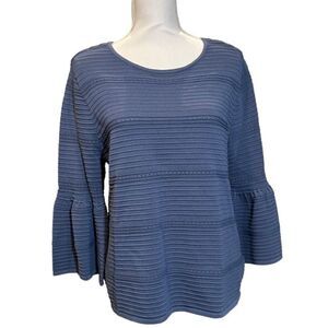 White House Black Market Women's Bell Sleeve Top Navy Size Large